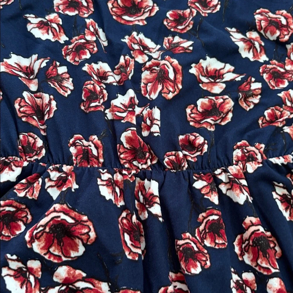 French Grey Navy Floral Knit Dress Stretch & Soft size M - Picture 6 of 6
